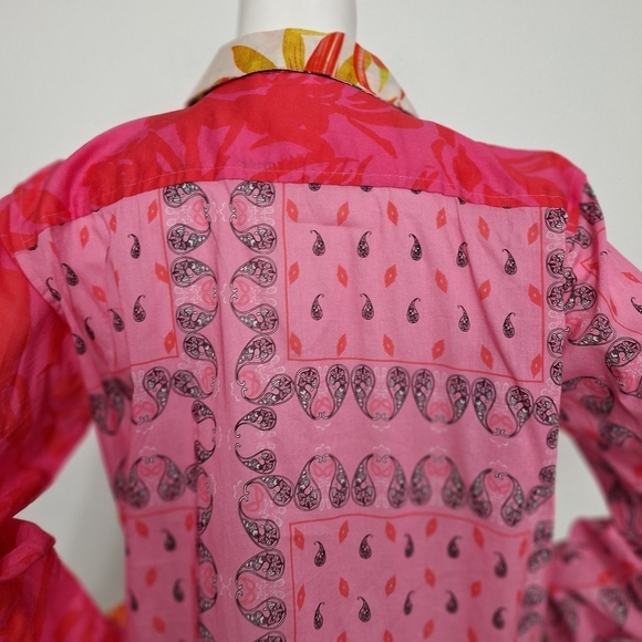 Sigrid Olsen Multicolor Boho Romantic Patchwork Inspired Floral Paisley Shirt S - Picture 9 of 14